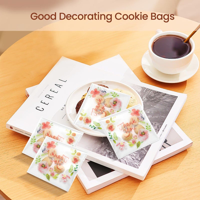 NUOMI 100Pcs Thank You Cellophane Bags Self Adhesive Resealable Cookie Treat Bags for Dessert, Party Treats, Cookie, Candle, Soap, 5.5"X6.7" - Image 4